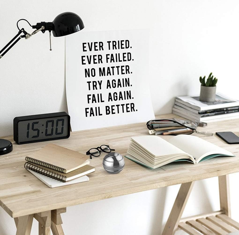 Metal Kinetic Desk Toy, Optical Illusion Fidget Spinning Top Ball, Unique Executive Stress Relief Gift for Adults & Kids