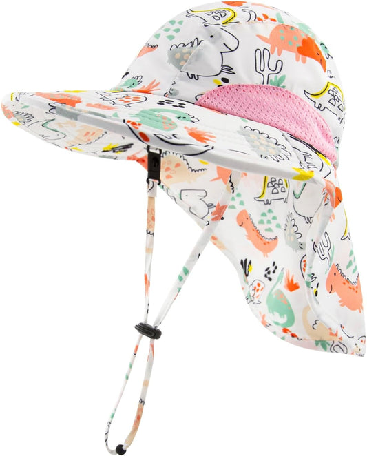 XIAOHAWANG Girls Sun Hat Baby Beach Hats Boys UPF 50+ Kids Summer Protection Cap Toddler Breathable Caps Wide Brim Neck Flap