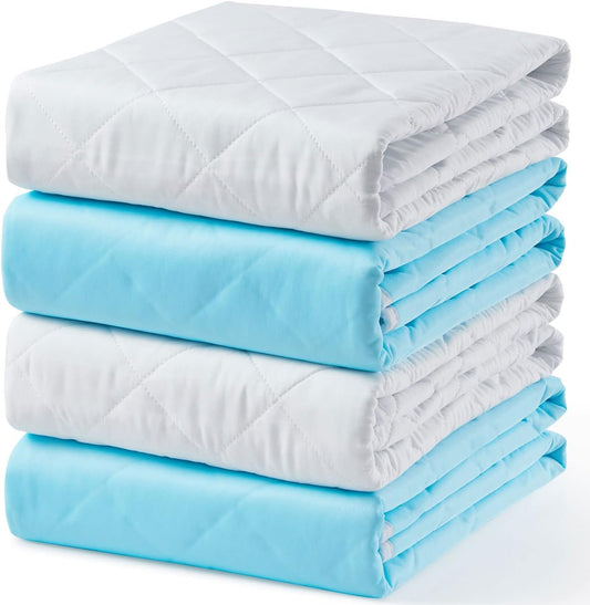 KANECH Washable Waterproof Incontinence Bed Pads - 30"x34"(4Pack) - Heavy Absorbency Reusable Underpads for Adults, Elderly and Kids - Slip Resistant Mattress Protector