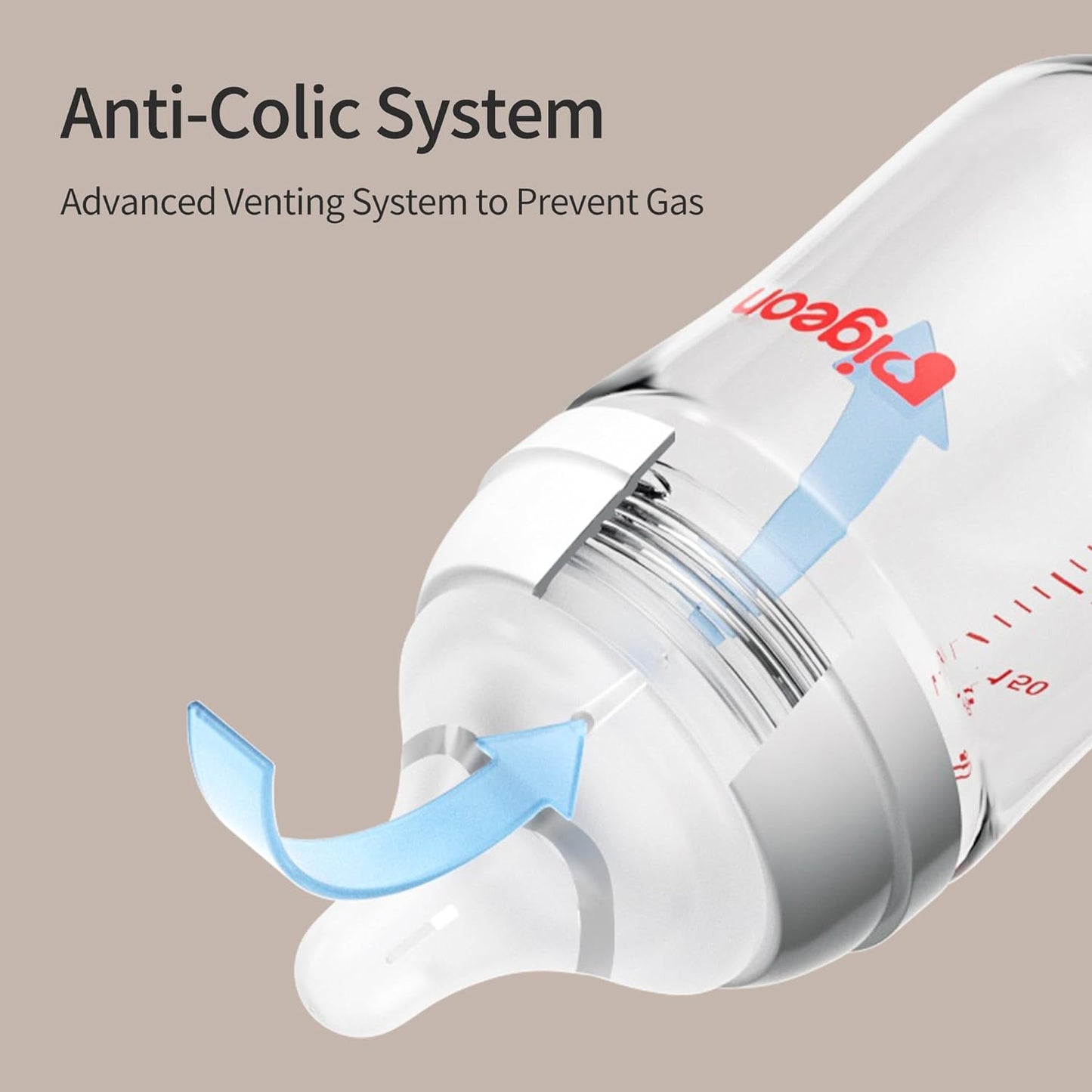 Pigeon Glass Nursing Bottle Wide Neck, Anti-Colic, Streamlined Body, Natural Feel, Easy to Clean, Heat-Resistant, 5.4 Oz(Pack of 2), Includes 2pcs SS Nipples (0m+)