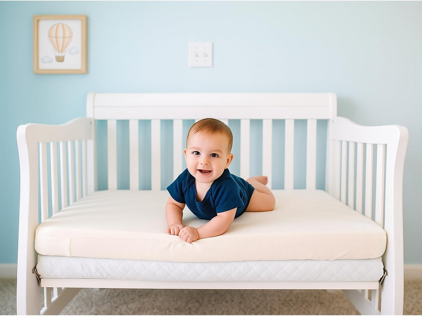 Organic Cotton Crib Mattress Protector - Water Resistant Fitted Sheet Liner Pad, Skin Friendly, Chemical-Free Pure Cotton [GOTS-Certified] - Made in USA (Mini Crib (38"x24"))