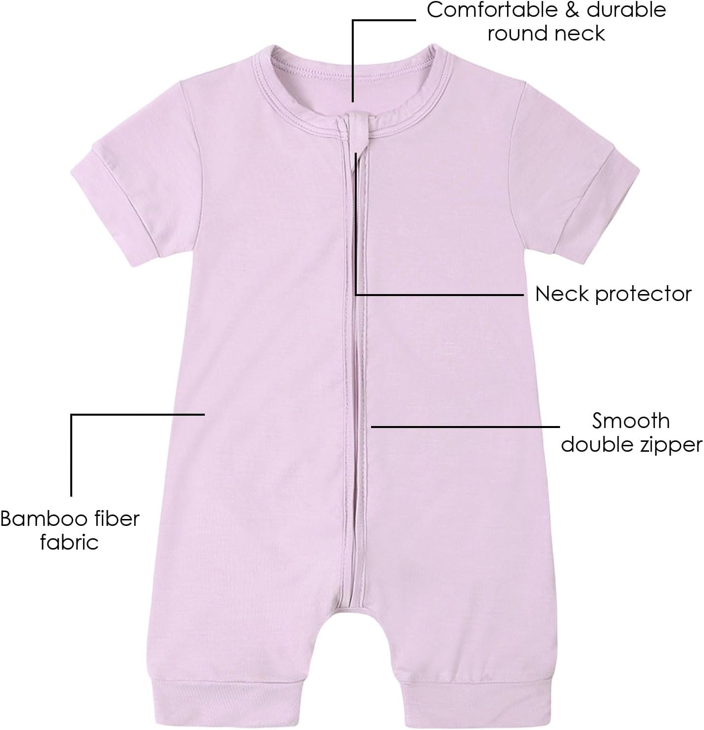 OPAWO Bamboo Baby Pajamas 3 Pack, Double Zipper Bamboo Sleepers for Baby Boy Girl Romper, Toddler Summer Clothes Outfit 0-24M