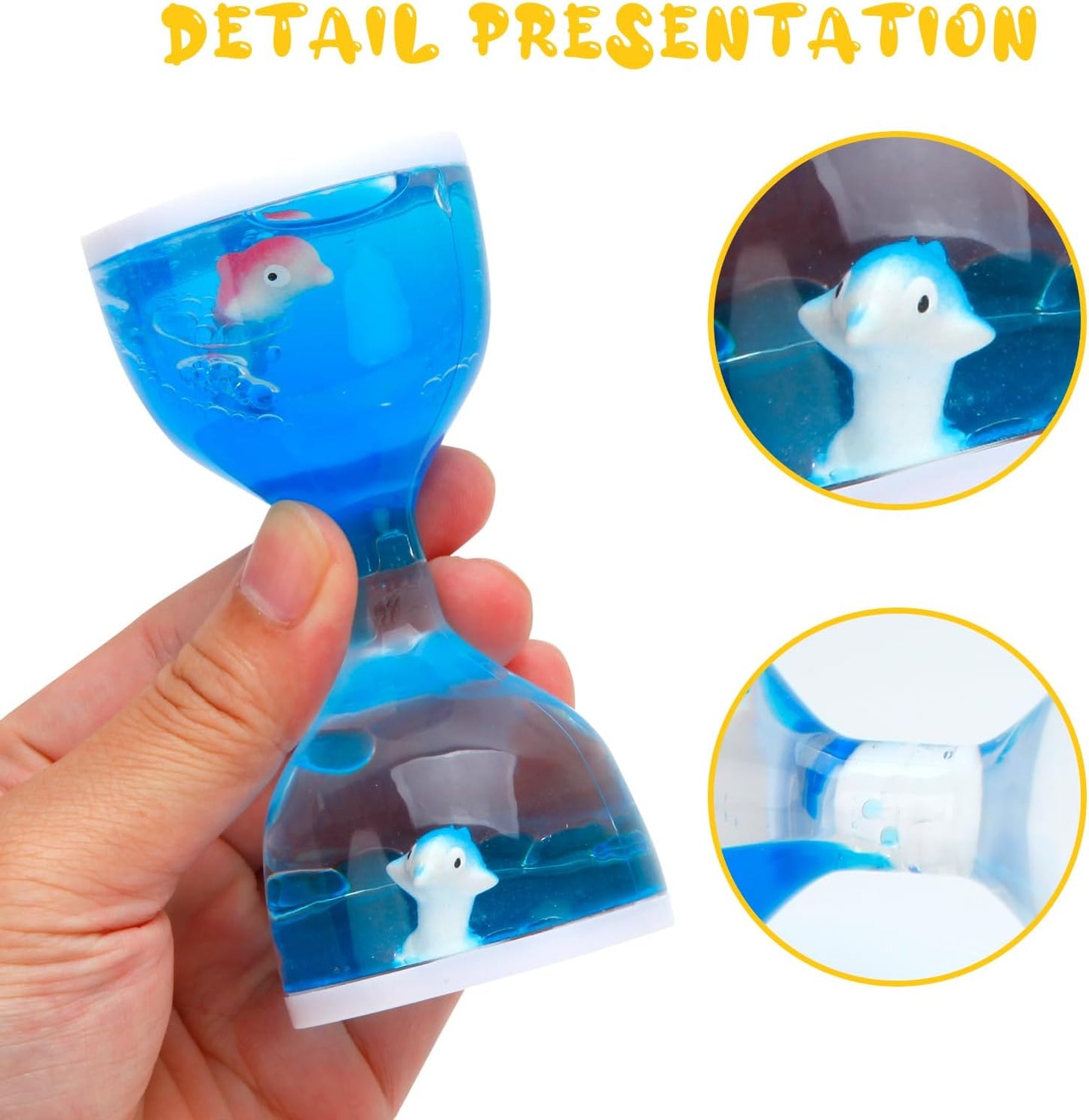 Liquid Motion Timers for Kids, Set of 3, Sensory Bubble Toys for Toddlers (BIUE)