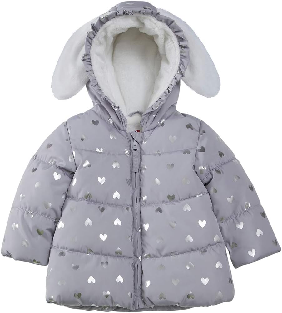 Rokka&Rolla Baby Girls' Water-Resistant Soft Mini Fur Lined Puffer Jacket Winter Coat for Newborn Infant Toddler