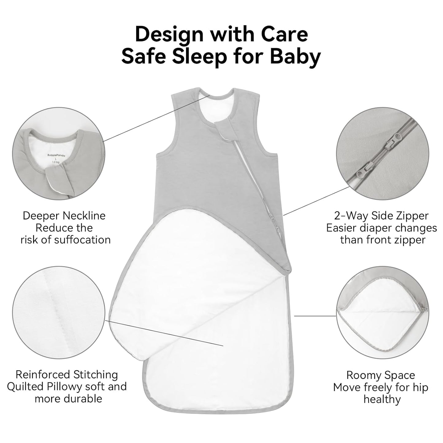 BubblePanda Rayon Made from Bamboo Sleep Sack 2t-3t 0.5 Tog Soft Lightweight Toddler Sleep Sack 24-36 Months for Babies 2-Way Zipper Wearable Blanket Baby 3t