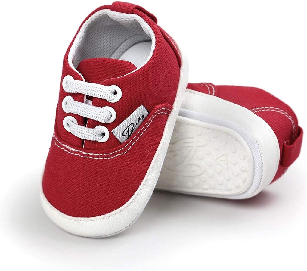 Morbido Infant Baby Boys Girls Canvas Sneaker Toddler Slip On Anti Skid Newborn First Walkers Candy Shoes for 0-18 Months