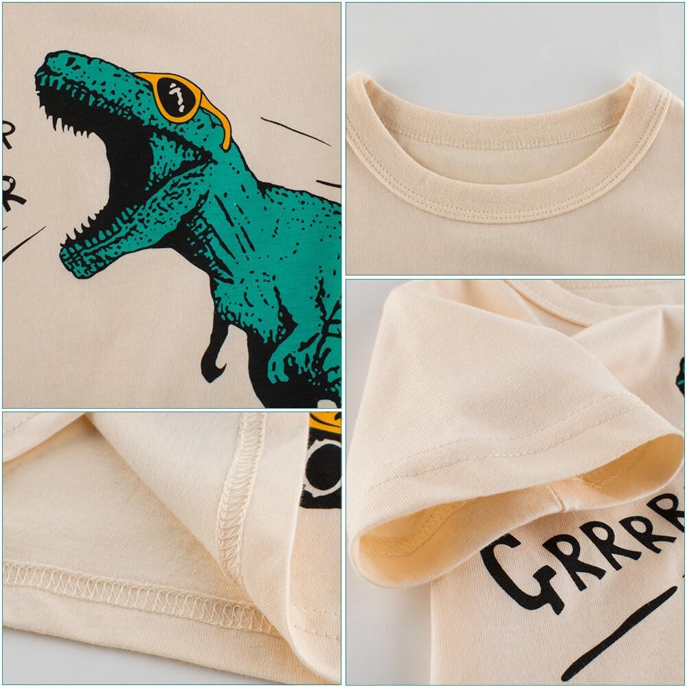 Boys' 4-Pack Excavator Short Sleeve Crewneck T-Shirts Top Tee Size 2-7 Years Toddler Boys' Value Pack Cotton T-Shirt