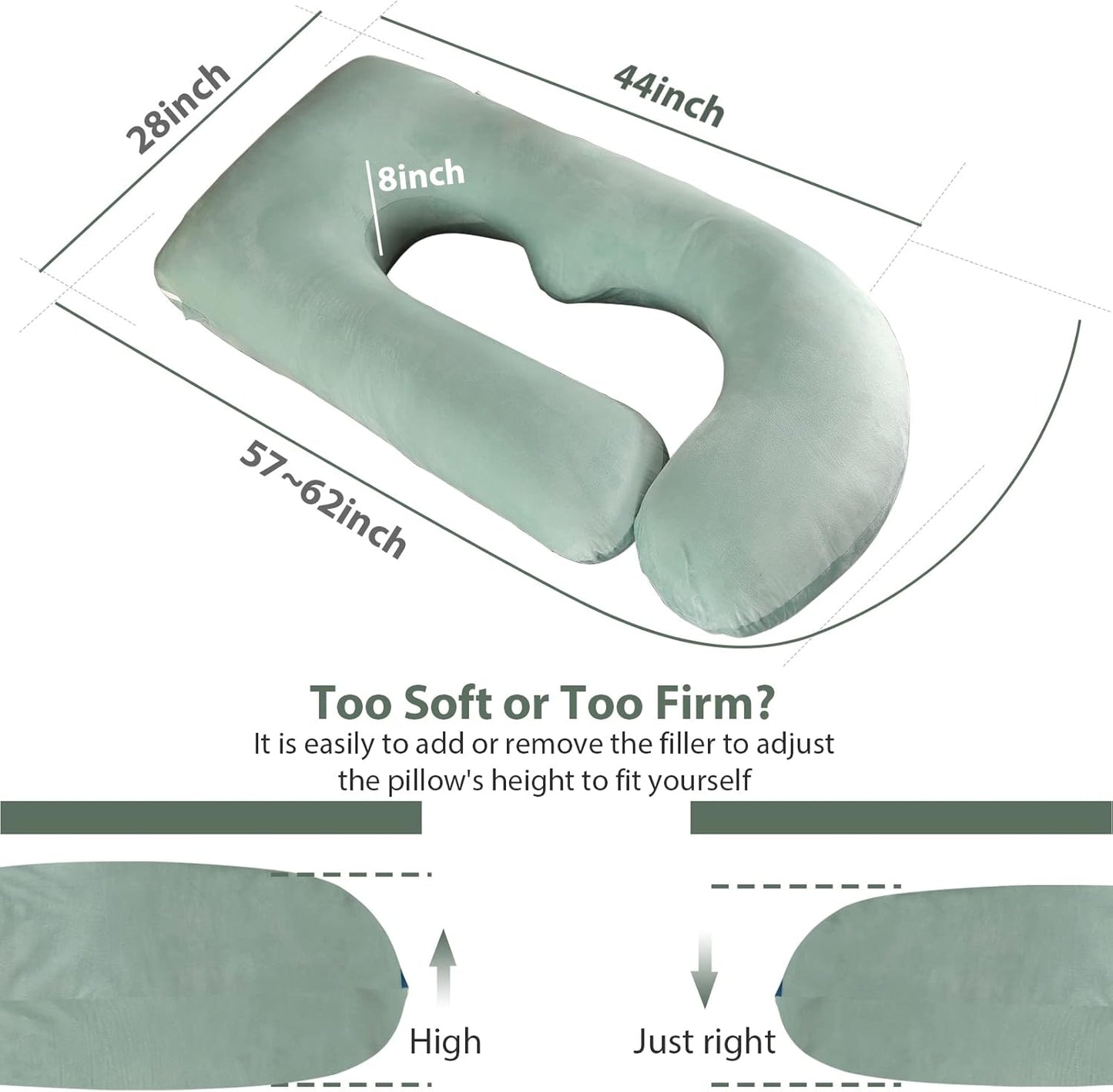 BATTOP Pregnancy Pillows for Sleeping,Full Body Maternity Pillow,Support for Back,HIPS,Legs,Belly for Pregnant Women,Pregnancy Pillow with Removable Cover