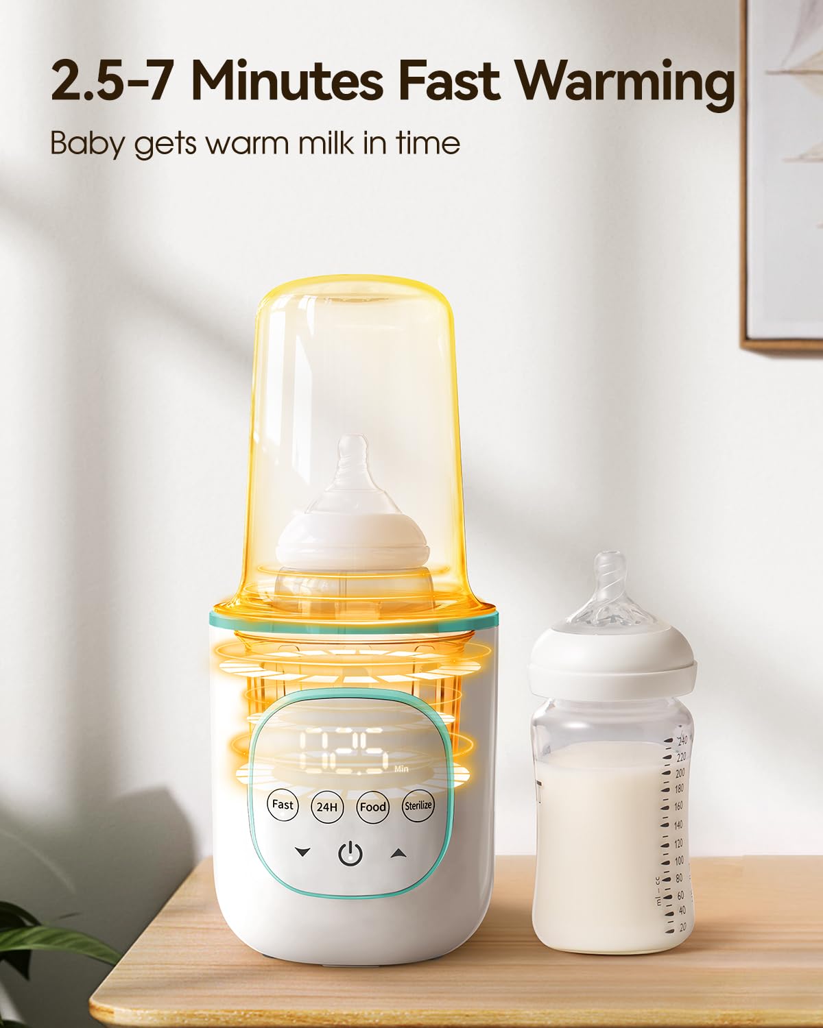LAREX Bottle Warmer, Fast Baby Bottle Warmer for Breastmilk and Formula, with Timer and Accurate Temp Control, 8-in-1 Baby Milk Warmer BPA Free with Digital Display, Bottle Warmers for All Bottles