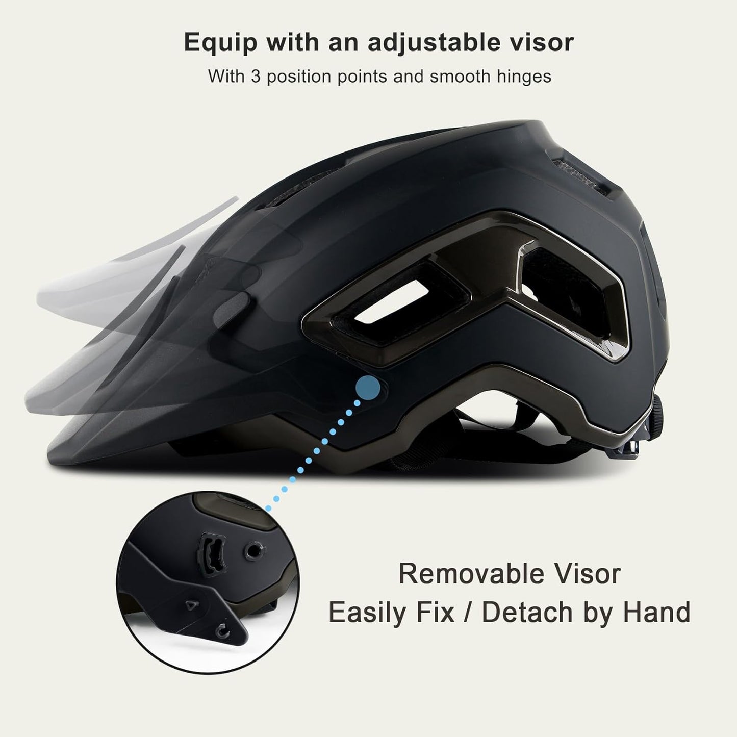Bike Helmet for Adult & Youth, Lightweight MTB Helmet with Adjustable Visor for Mountain/Road Cycling, 2 Sizes for Men Women Boys Girls