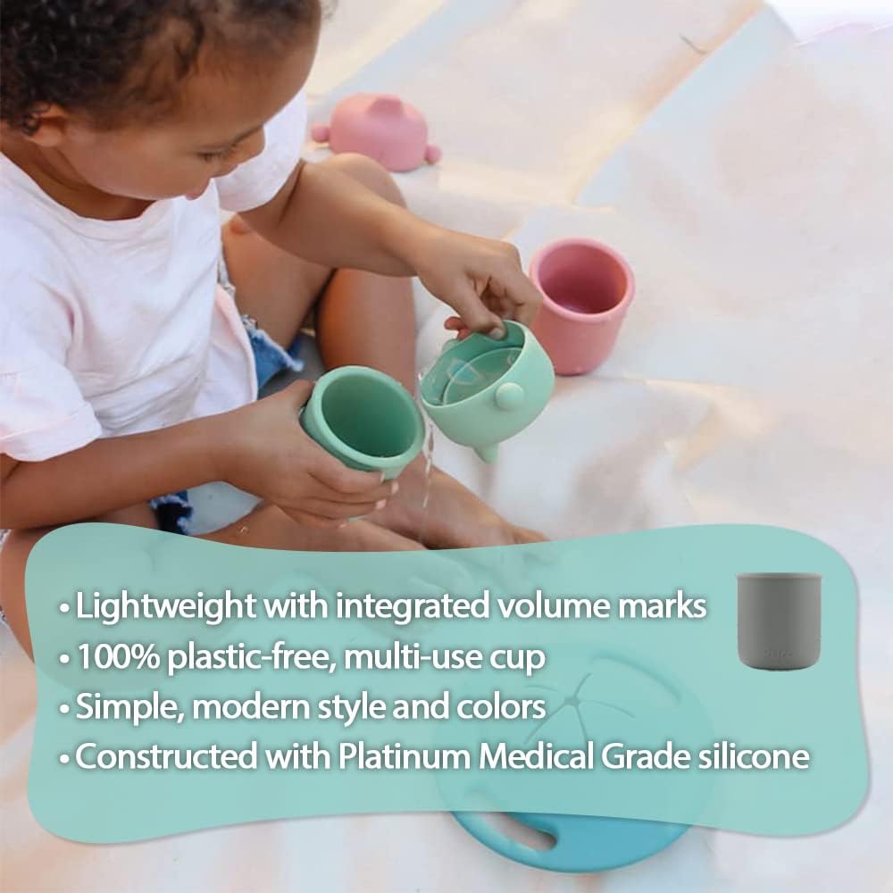 Pura my-my Silicone Trainer Cup 5oz/150ml - 100% Plastic Free, Reusable, Food Grade, Spill Proof Cups for Kids, Toddlers, Preschoolers, Babies & Infants - 3-Pack Slate, Mint & Moss