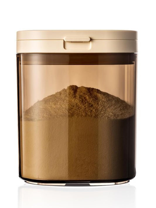 Travel Formula Dispenser, 1200ml Portable Milk Powder Container Formula Holder, Flip Top Formula Container to Go with Magnetic Spoon & Date Marker, 21OZ, 1.32LB, 600g, Brown