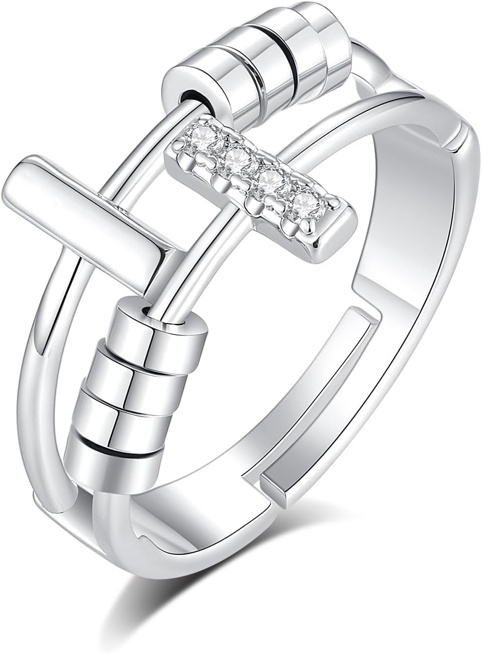 INFUSEU Funny Spinner Fidget Rings for Women Girls Anti Anxiety Stress Worry, Adjustable Size