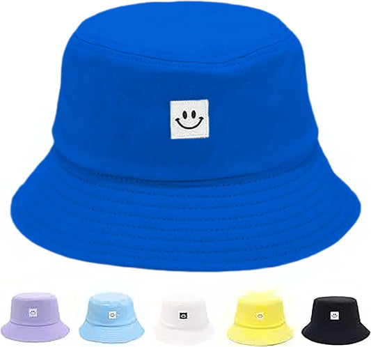 Kids Sun Hat Smile Face Bucket Hat for Girls Boys Summer Sun Protection Cotton Unisex Beach Cap