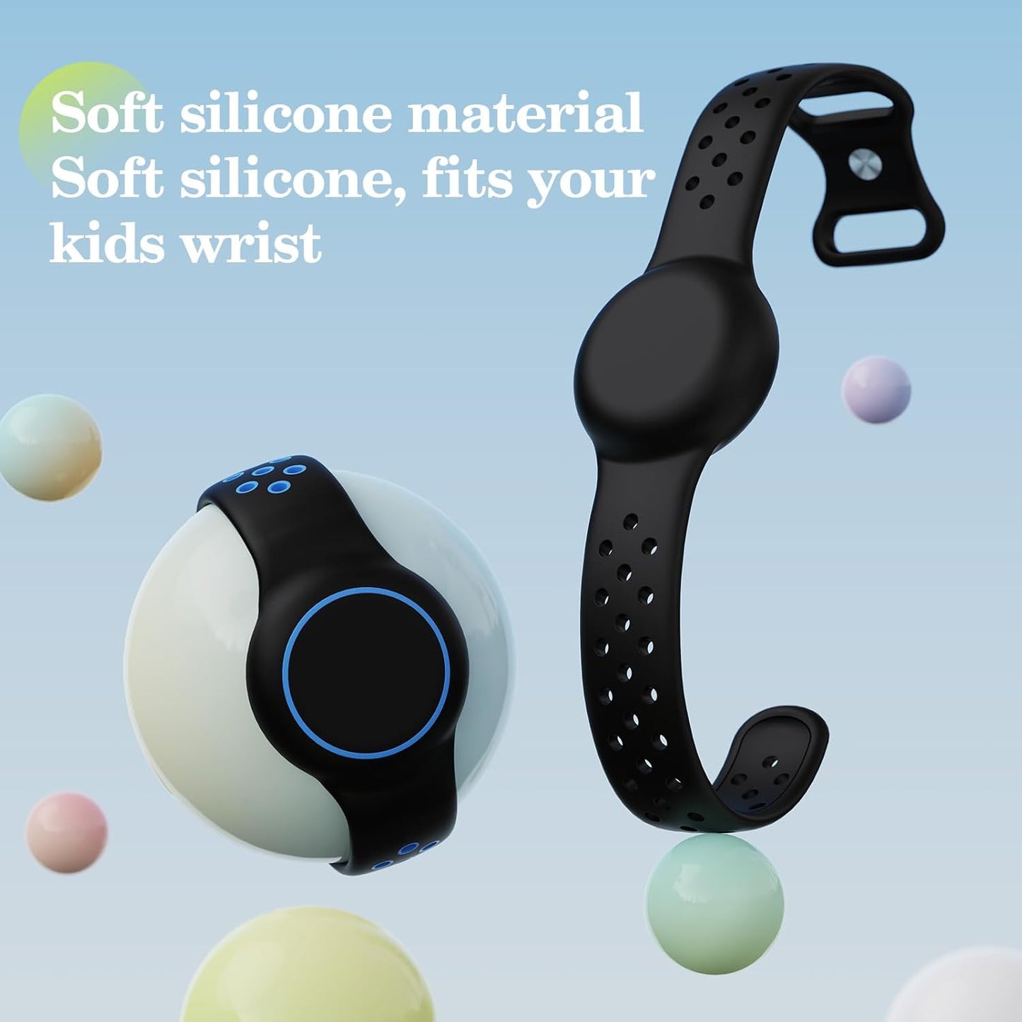 Waterproof Bracelets Compatible with AirTag for Kids, 2 Packs Silicone Holder with Hidden Cover Design Wristband Compatible with AirTag for Child, Breathable GPS Tracker Holder for Kids BBL