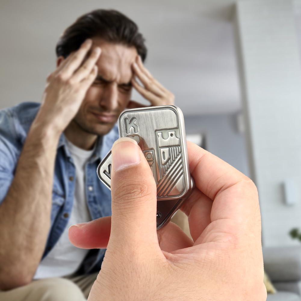 Magnetic Metal Fidget Toys - Metal Poker Push Card Fidget Slider Stress Relief Toy, Men’s EDC Toy Fidget Toy Haptic Coin, Office Desk Toys Gifts for Boyfriend and Father (Glow KK Silver)