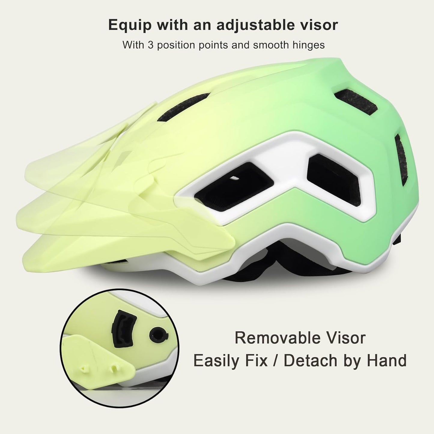 Bike Helmet for Adult & Youth, Lightweight MTB Helmet with Adjustable Visor for Mountain/Road Cycling, 2 Sizes for Men Women Boys Girls