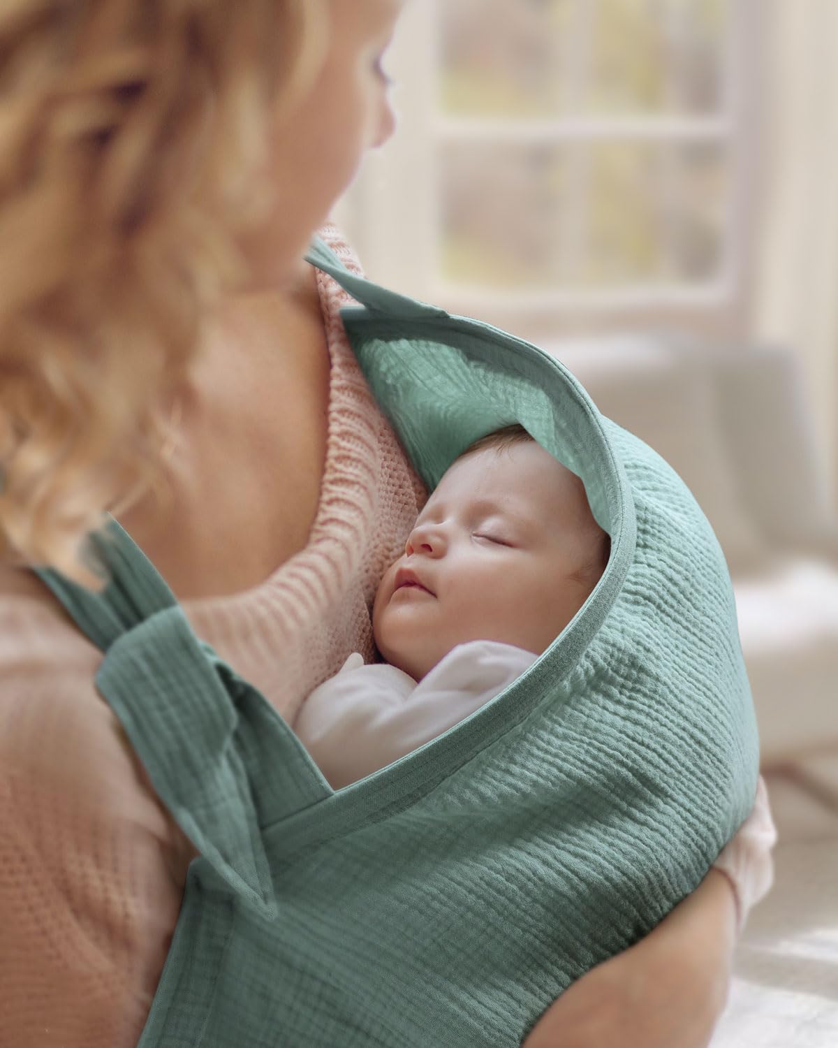 Blissful Diary Muslin Nursing Cover for Breastfeeding, Breathable Breastfeeding Cover up with Arch Neckline for Women, Nursing Apron (Roman Green)