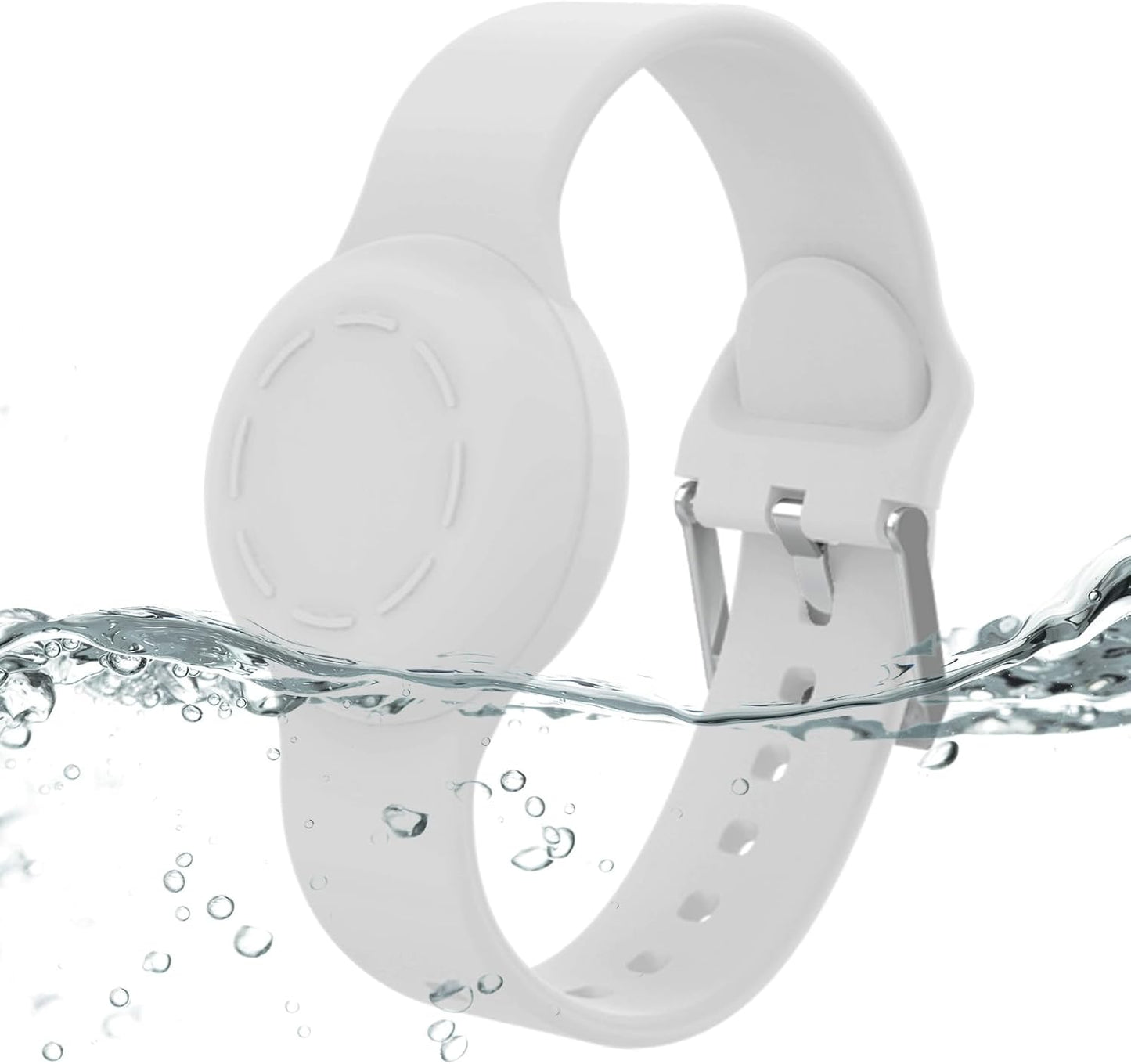 Waterproof Airtag Bracelet for Kids, Silicone Hidden Holder Compatible with Apple Air Tag Case, GPS Tracker Anti-Lost Adjustable Airtag Wristband for Toddler Child (White)