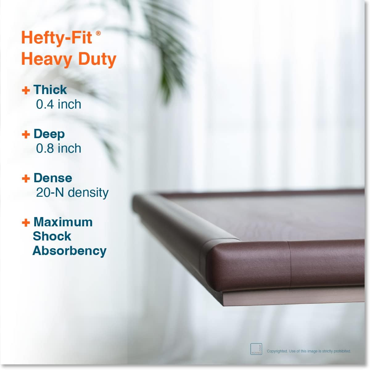 Roving Cove HeftyFit Corner Protector for Baby (8 Large Corners), Heavy-Duty Soft Rubber Foam Furniture Corner Bumper Guards, 3M Adhesive Pre-Taped, Coffee Brown