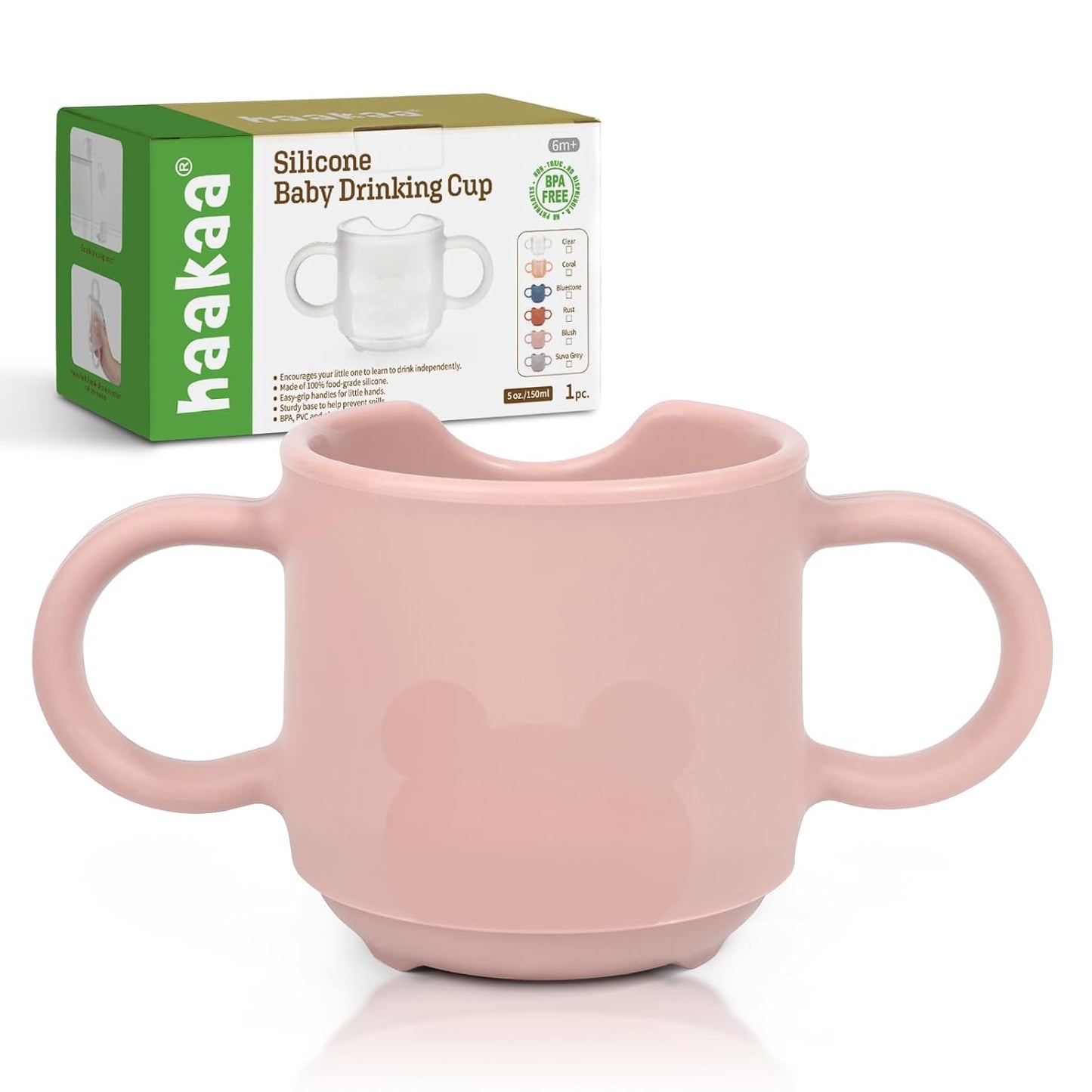 haakaa Silicone Toddler Cups, BPA Free Drop-Proof Training Cups for Baby 6 Months+, 5 Ounce (Blush)