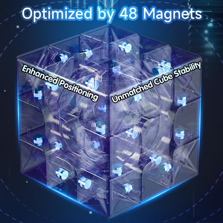 Full Size 56mm Magnetic Speed Cube Stickerless 3x3 Easy Turning and Smooth Play Durable Puzzle Cube Toy for Kids and Adults