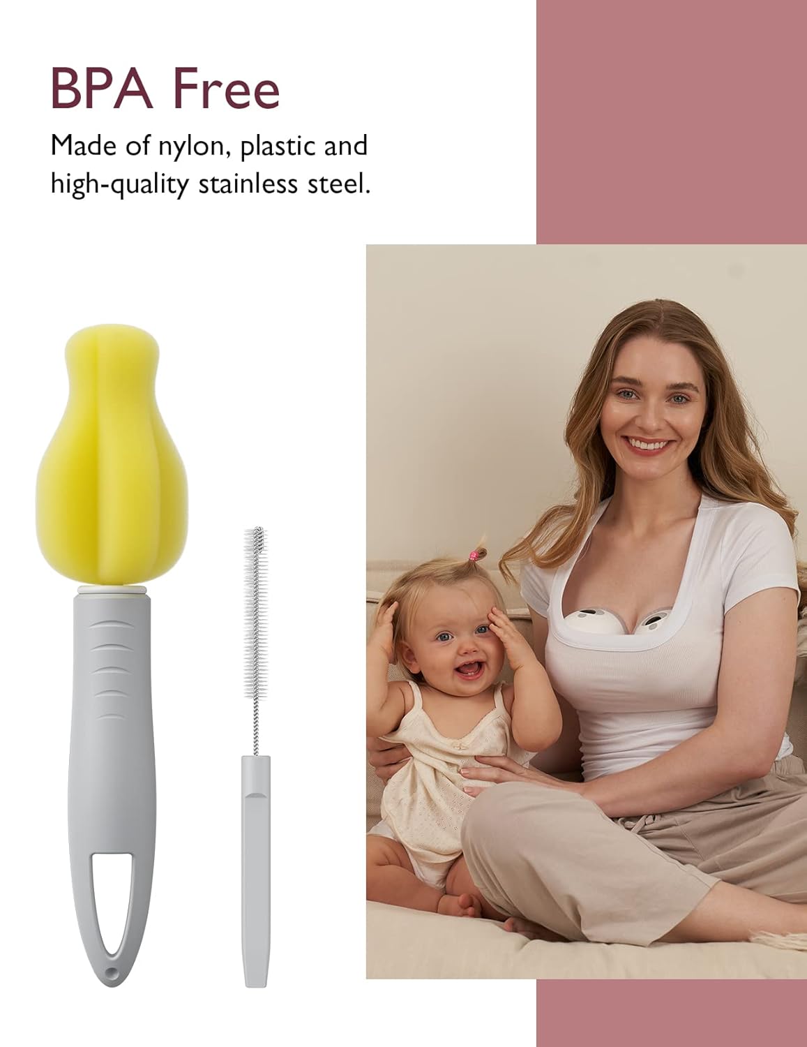 Momcozy Cleaning Brush Kit Compatible with Momcozy Wearable Breast Pump. Original M5 Replacement Accessories, 1 Pack