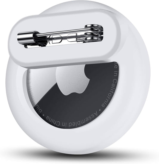 Tracker Holder for AirTag with Pin, Safe Hidden Lightweight GPS Tracker for Kids Compatible with Apple Air Tags for Child, Elderly, Pets Collar, Shoes (White, 1 Pack)