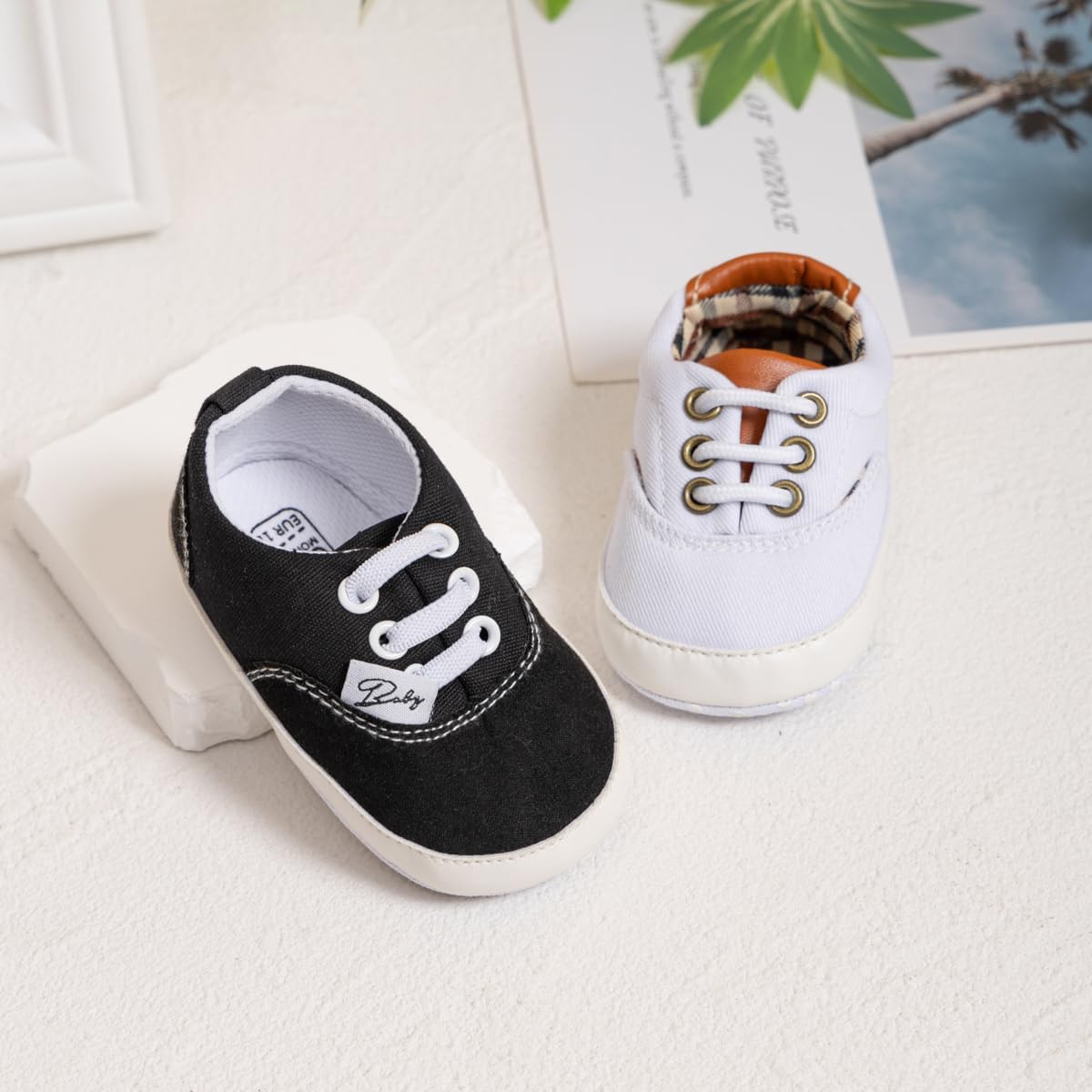 Morbido Infant Baby Boys Girls Canvas Sneaker Toddler Slip On Anti Skid Newborn First Walkers Candy Shoes for 0-18 Months
