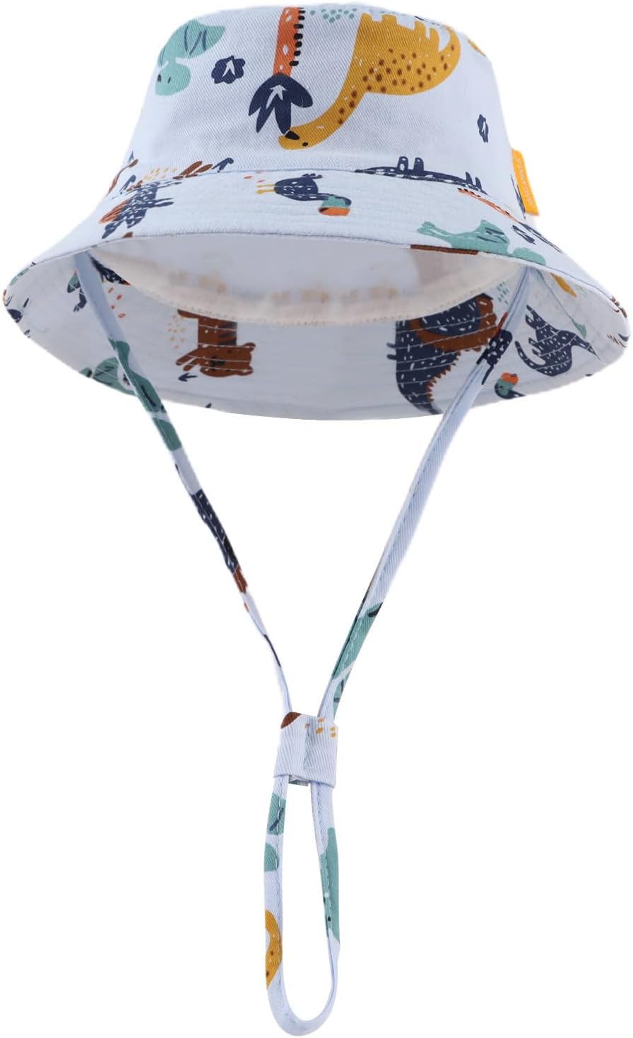 JANGANNSA Cotton Baby Sun Hat Infant Toddler Boys Girls Bucket Hats Summer Sun Protection Kids Beach Caps