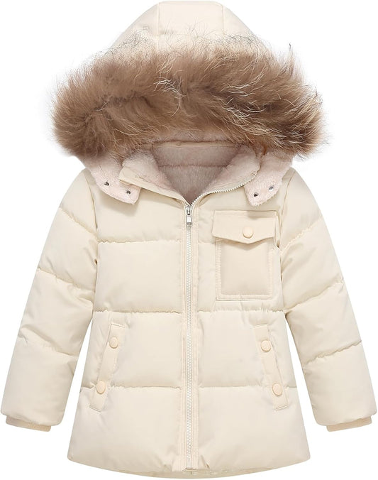 Toddler Winter Coat Baby Jacket Snow Boy Hoodie Puffer Girl Fleece Clothes 1-5T