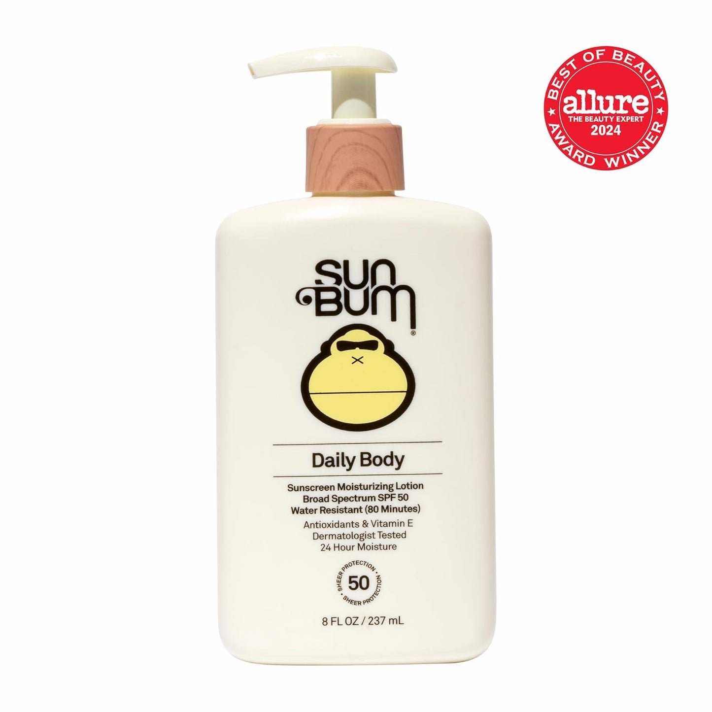Sun Bum Daily SPF 50 Sunscreen Body Lotion - Broad Spectrum Moisturizing Sunscreen with Vitamin E - Vegan and Hawaii 104 Act Compliant (Without Octinoxate & Oxybenzone) - Dermatologist Tested - 8 oz
