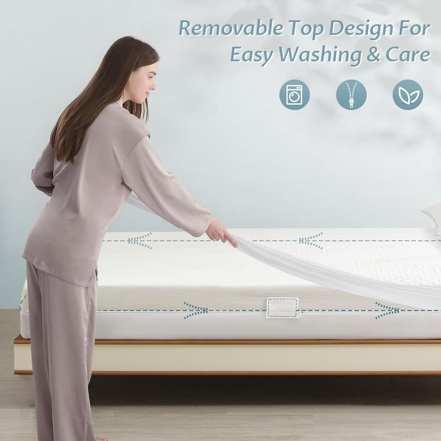 Twin Size Mattress Protector with Zipper - 100% Waterproof Zippered Mattress Cover - Soft & Cooling Noiseless Bed Mattress Covers - Top Removable Mattress Encasement 10-12" Deep