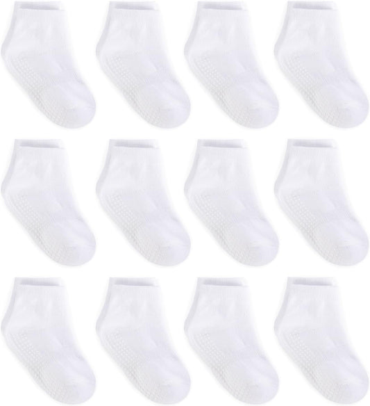 Zaples Baby Non Slip Grip Ankle Socks with Non Skid Soles for Infants Toddlers Kids Boys Girls