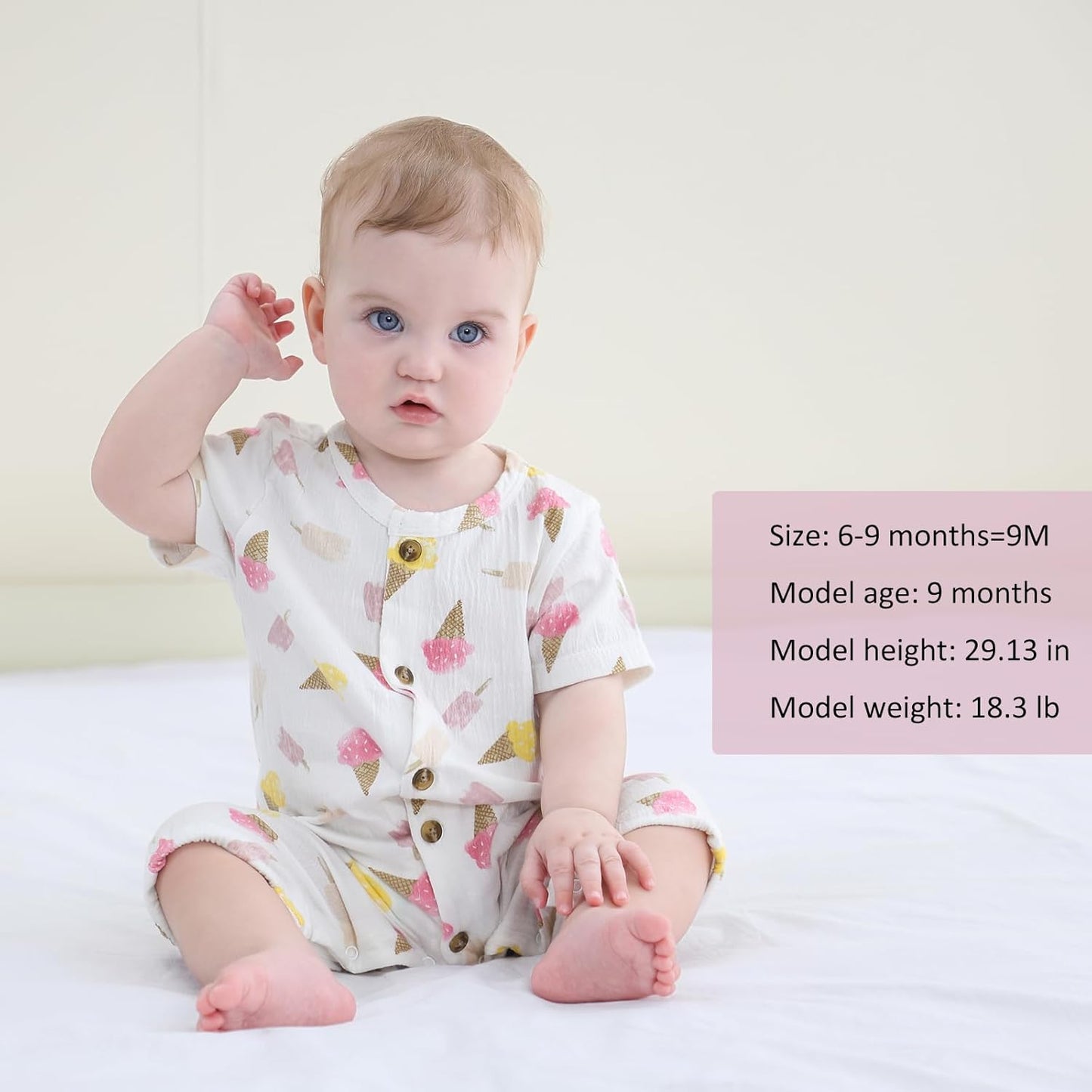 Baby Girl Romper Button Jumpsuit Summer Infant Boy Clothes for 0-24 Months