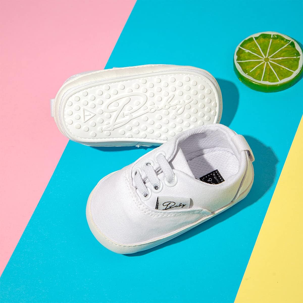 Morbido Infant Baby Boys Girls Canvas Sneaker Toddler Slip On Anti Skid Newborn First Walkers Candy Shoes for 0-18 Months