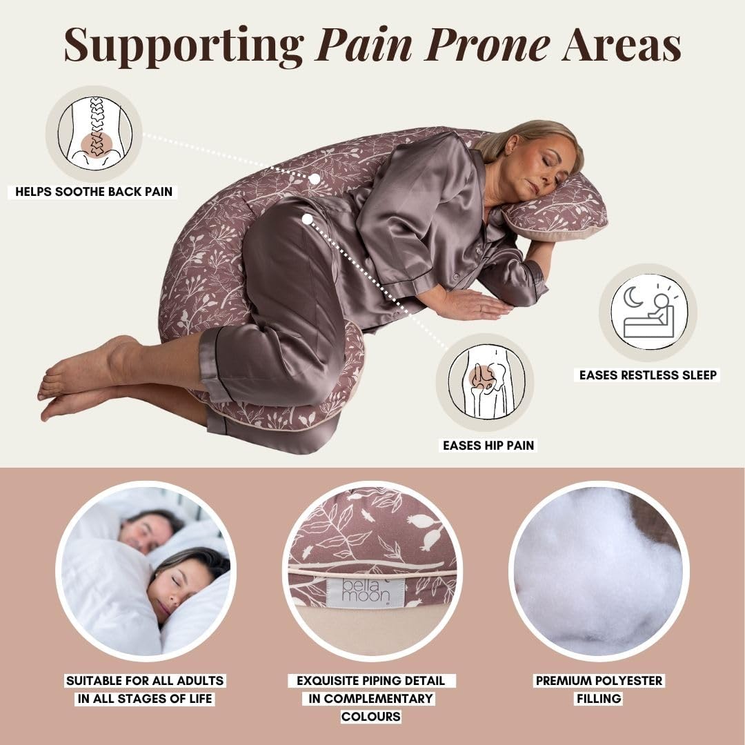 BellaMoon C Shaped Pregnancy Pillow for Sleeping (55 Inch) Maternity Body Pillow with Cooling Cover Soft Support for Women, Back, Legs, Belly C Pillow for Side Sleeping & Full Body pillows for adults