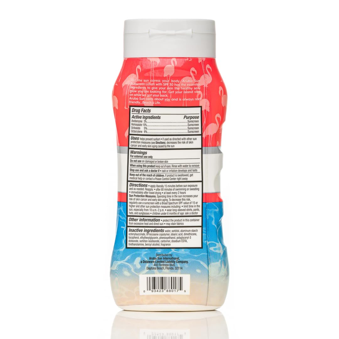 SPF 30 Sunscreen Lotion | Aruba Reef Act Compliant no 67 Octinoxate & Oxybenzone Free | Water-Resistant, Non-Greasy, Broad Spectrum UVA/UVB Sunscreen, 8 oz.