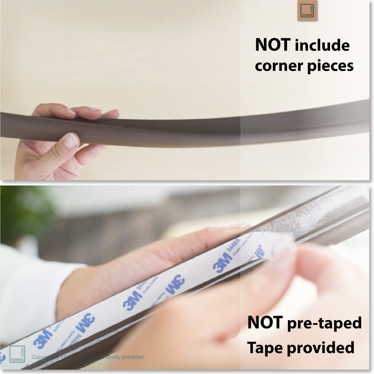 Roving Cove HeftyFit Edge Protector for Baby Proofing (9ft Large Edge Only), Heavy-Duty Soft Furniture Edge Bumper Guards, Desk Edge Cushion, Wall Corner Covers, 3M Adhesive, Oyster White (Off White)