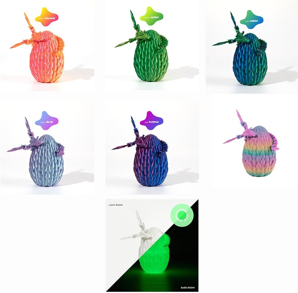 GerRit 3D Printed Dragon，Crystal Dragon，3D Printed Stuff，Dragon Fidget Toy，3D Dragon Eggs with Dragon Inside，Home Office Decoration, Administrative Desk Toys (Dream Orange)