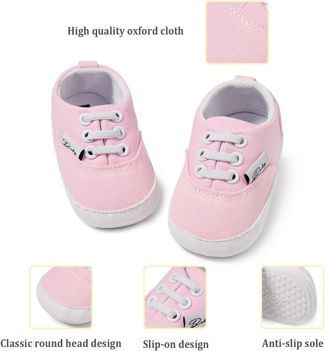 Morbido Infant Baby Boys Girls Canvas Sneaker Toddler Slip On Anti Skid Newborn First Walkers Candy Shoes for 0-18 Months