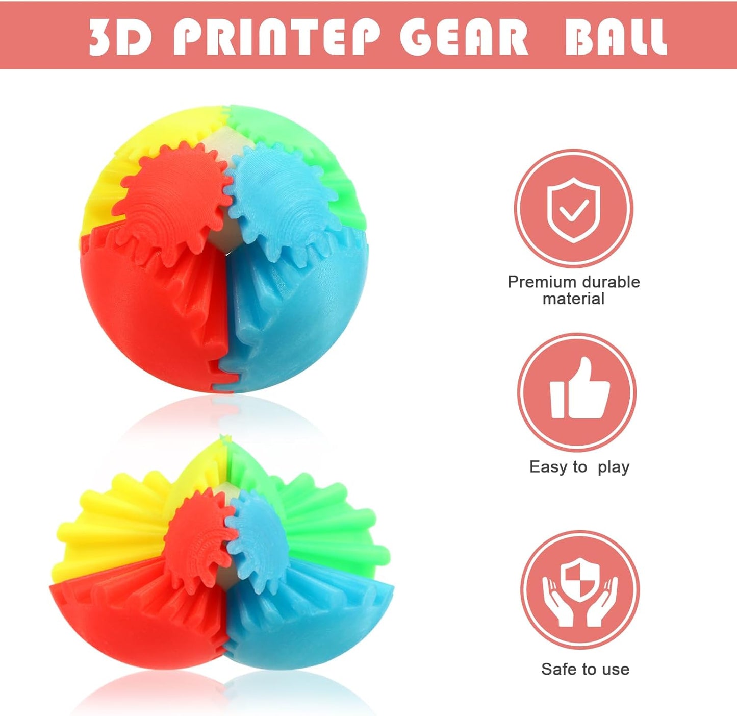 MerryXD Gear Ball Fidget Toy,GearSphere Desk 3D Printed Perfect for Stress and Anxiety Relaxing Fidget Toy Gear Fidget Sphere Activity Gear Ball for Adults Grow in The Dark