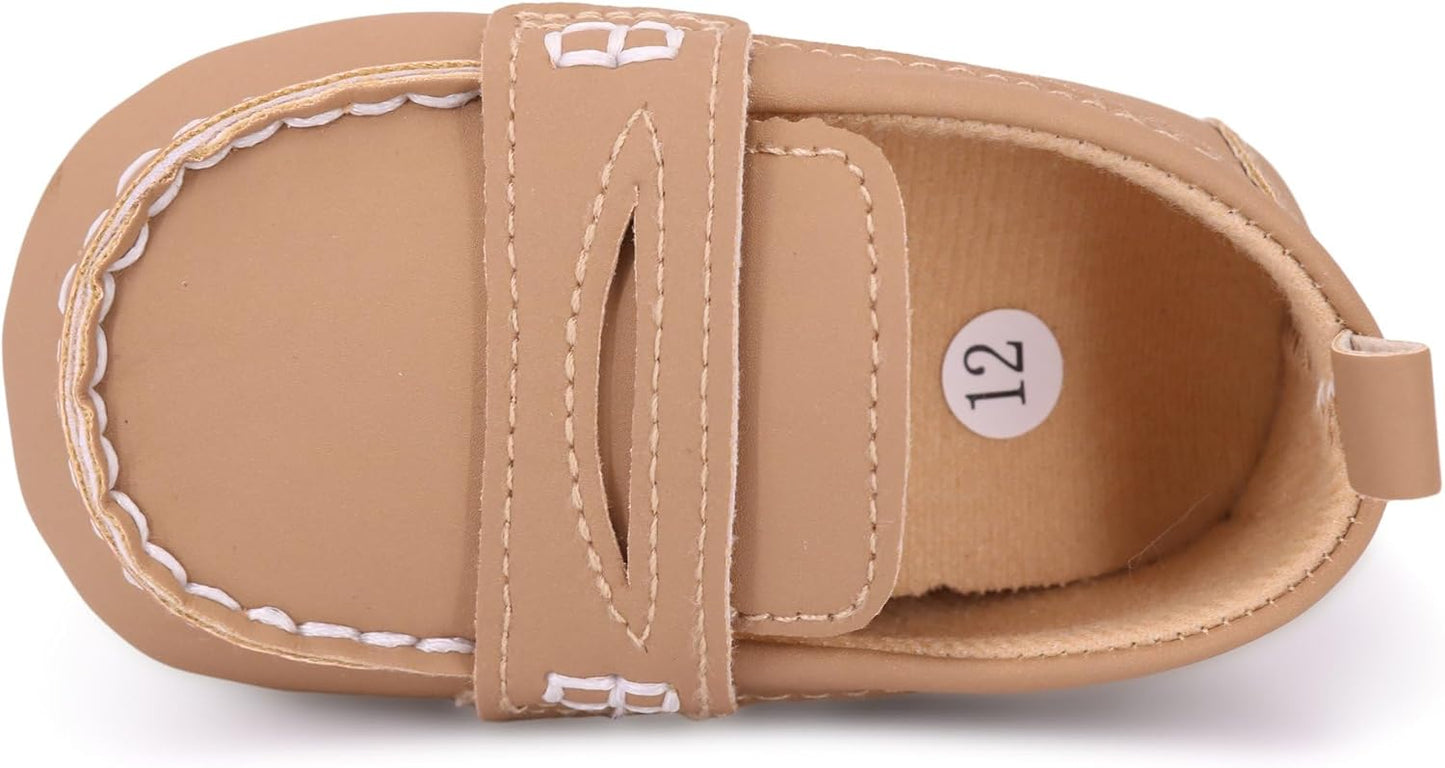 LONSOEN Baby Girls Boys Loafers Prewalker Dress Crib Shoes
