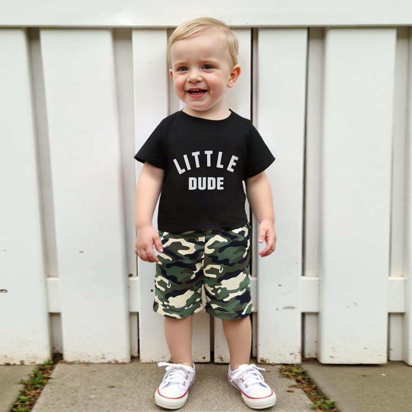 wdehow Toddler Kids Baby Boy Summer Clothes Sets 1T 2T 3T 4T 5T Letter Print Short Sleeve Tops Camouflage Shorts Outfits