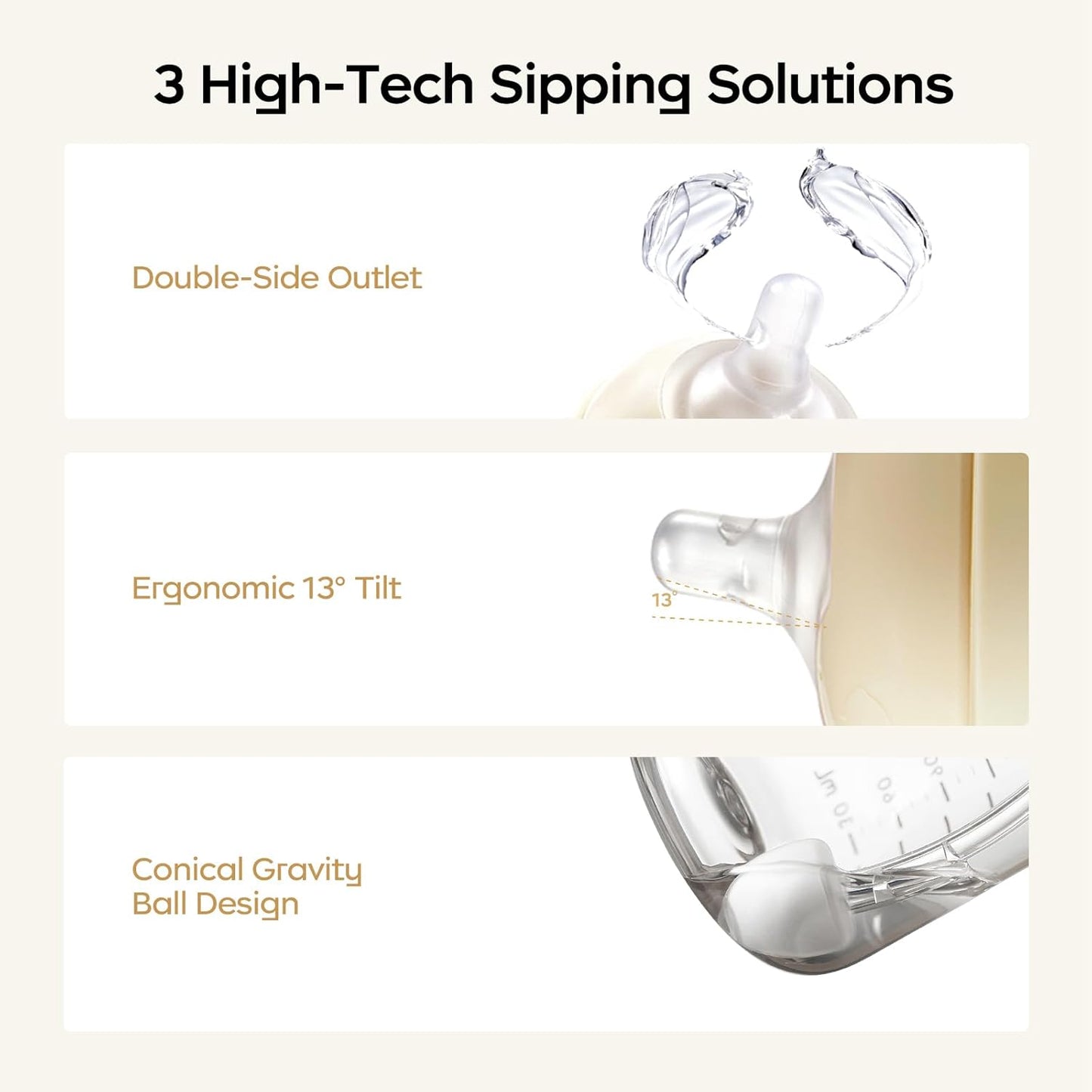 Bc babycare Sippy Cup Learner for 6+ Month Old with Nipples & Handles, Spill Proof Sippy Cup, Weighted Straw Toddler Cups, Anti-Choking Baby Cups 2 Packs, Beige