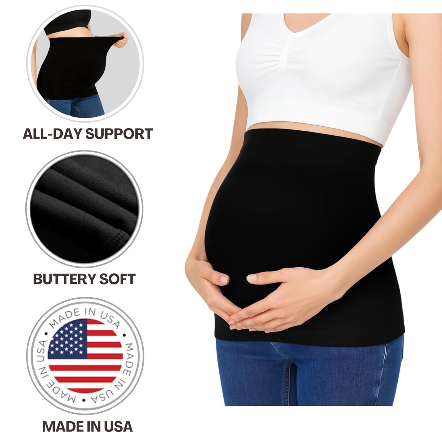 Sweet Hearts Belly Bands For Pregnant Women- Maternity Postpartum Pregnancy Belly Band Support Belt Made in USA