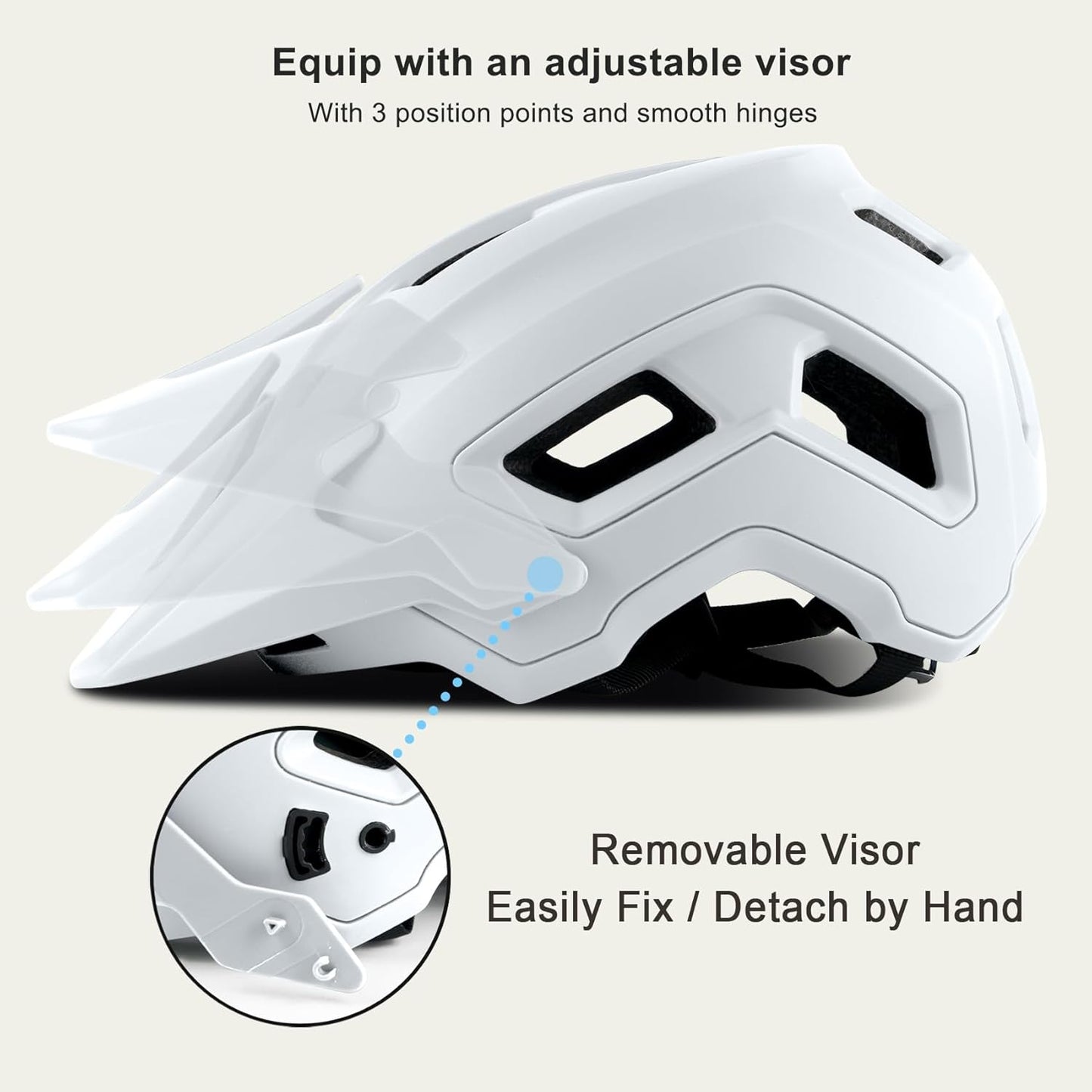 Bike Helmet for Adult & Youth, Lightweight MTB Helmet with Adjustable Visor for Mountain/Road Cycling, 2 Sizes for Men Women Boys Girls