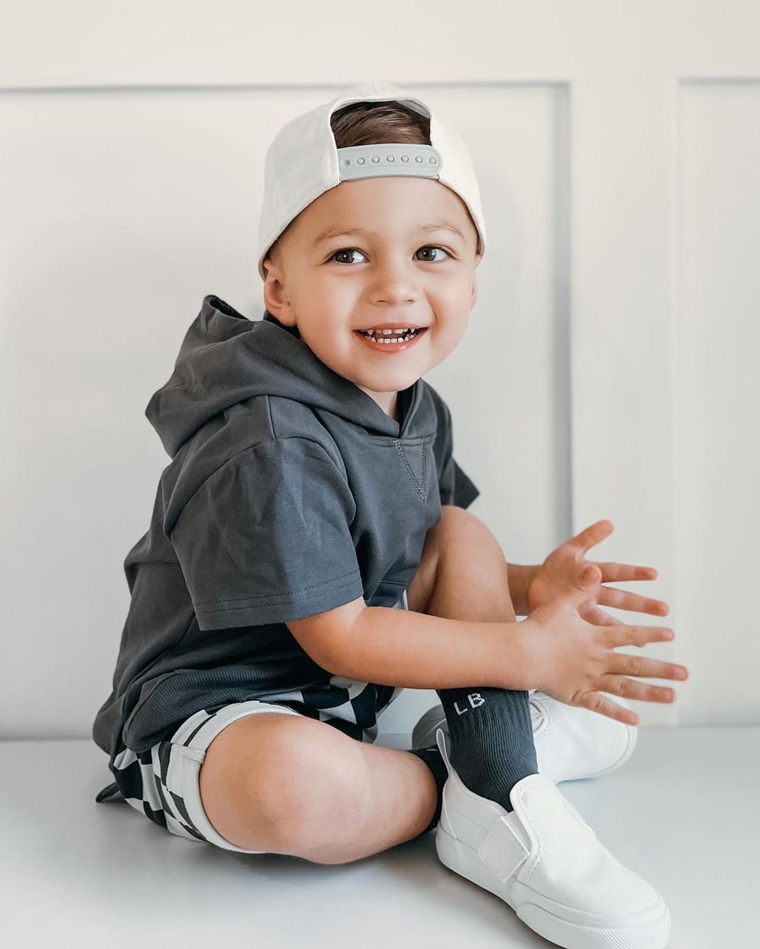 Toddler Baby Boy Summer Hooded Outfit Contrast Color Short Sleeve T Shirt Top Elastic Shorts Summer Clothes Set