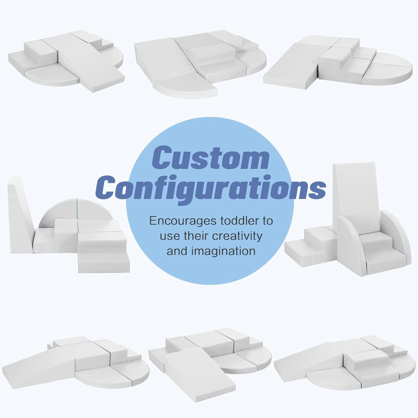 6-Piece Soft PU Leather Toddlers Climbing Toys, Baby Foam Climbing Blocks for Kids 3, Baby Climbing Structures Play Gym for Toddlers, Indoor Climb and Crawl Activity Play Set