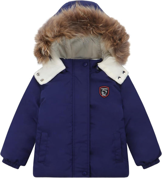 Toddler Winter Coat Baby Puffer Jacket Boy Hoodie Fleece Outerwear Clothes 0-5T